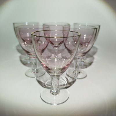 купить Набор из 6-ти рюмок розового оттенка, стекло, золочение, Россия, 1980-2000 гг.