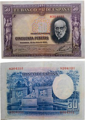 купить Испания 50 песет 1935