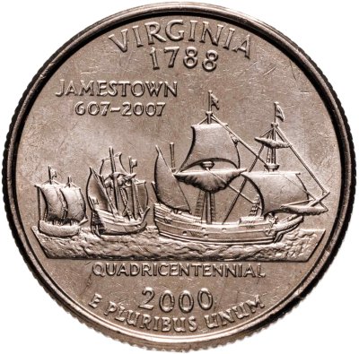 купить США 1/4 доллара (квотер, 25 центов) 2000 P "Штат Вирджиния" (Virginia)