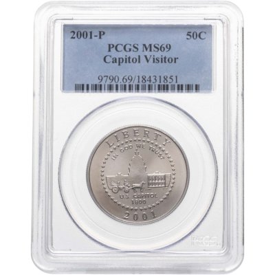 купить США 1/2 доллара (dollars) 2001 "Центр посетителей капитолия США" в слабе PCGS MS69
