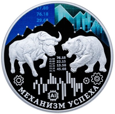 купить Лаос 50000 кип 2024 "Механизм успеха Бык и медведь" в футляре