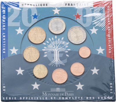 купить Франция 2009 официальный годовой набор евро из 8-ми монет