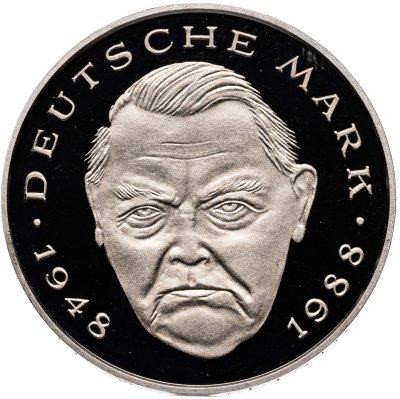 купить Германия 2 марки 1995 J Людвиг Эрхард, 40 лет Федеративной Республике (1948-1988) знак монетного двора: "J" - Гамбург