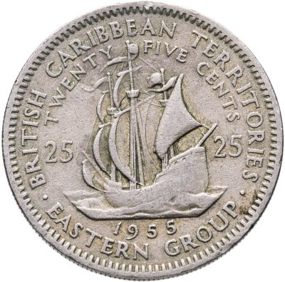 купить Восточные Карибы 25 центов 1955