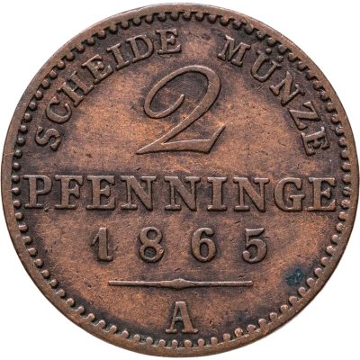 купить Германия, Пруссия 2 пфеннига 1865