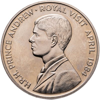 купить Остров Святой Елены 50 пенсов (pence) 1984 "Королевский визит принца Эндрю"
