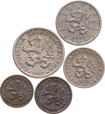 Купить Чехословакия набор монет 1922-1923 (5 штук)