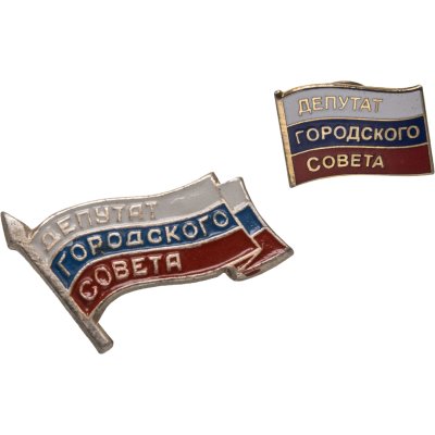 купить Подборка 2-х нагрудных значков "Депутат городского совета", Россия, 1990-2000 гг.