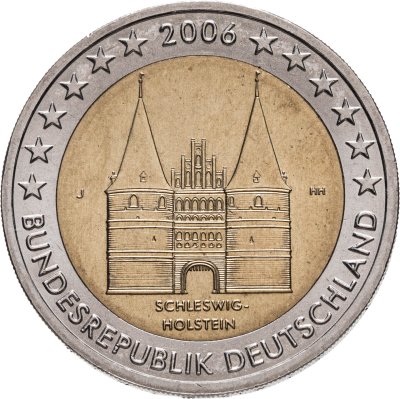 купить Германия 2 евро (euro) 2006 Федеральные земли Германии: Шлезвиг-Гольштейн - Голштинские ворота в Любеке, знак монетного двора "J" - Гамбург