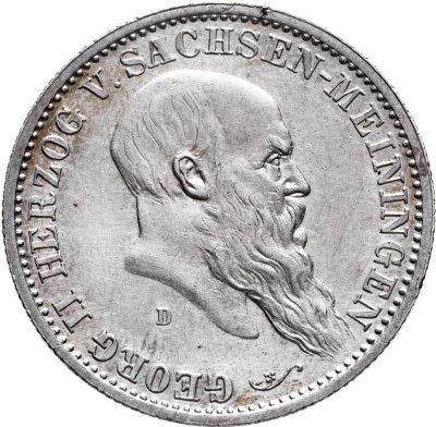 купить Германская империя, Саксен-Мейнинген 2 марки 1901 "75 лет со дня рождения Георга II Саксен-Мейнингенского"