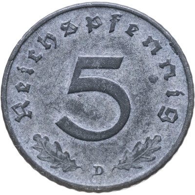 купить Германия (Третий рейх) 5 рейхспфеннигов (reichspfennig) 1941, знак монетного двора: "D" - Мюнхен