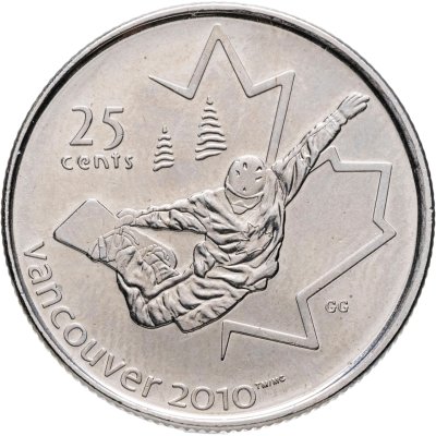 купить Канада 25 центов (cents) 2008 "XXI зимние Олимпийские Игры, Ванкувер 2010 - Сноуборд"