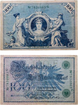 купить Германия 100 марок 1908 зеленая печать