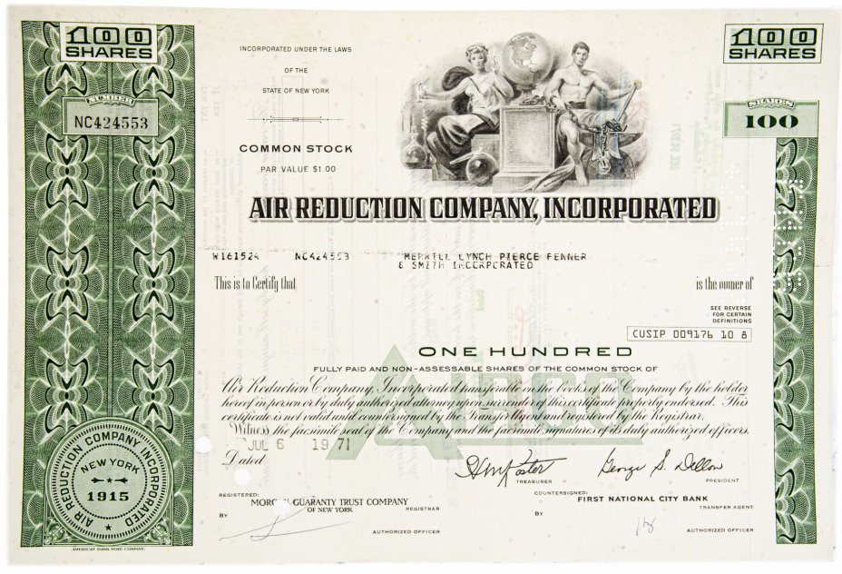 купить Акция США AIR REDUCTION COMPANY, INCORPORATED, 1967-1971 гг.