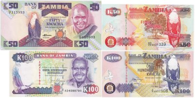 купить Замбия набор из 4 банкнот 50 и 100 квача 1992-2009