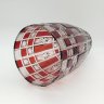 Купить Ваза темно-красного оттенка с геометрически-звездчатым декором (с трещиной), хрусталь, нацвет, алмазная грань, Дятьковский хрустальный завод, СССР, 1960-1980 гг.