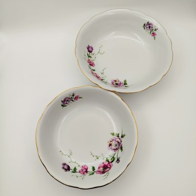 купить Набор из 2-х салатников с цветочным декором, "Gebrüder Benedikt", фарфор, деколь, золочение, Чехословакия, 1960-1990 гг.