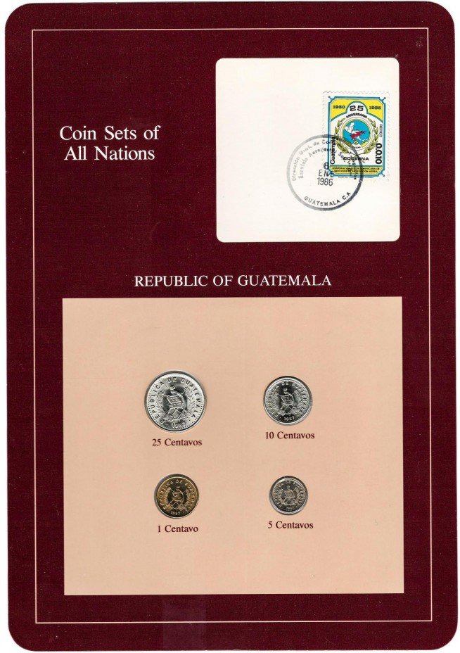 купить Серия "Наборы монет всех стран мира" - Гватемала (набор из 4 монет и 1 марки в буклете)
