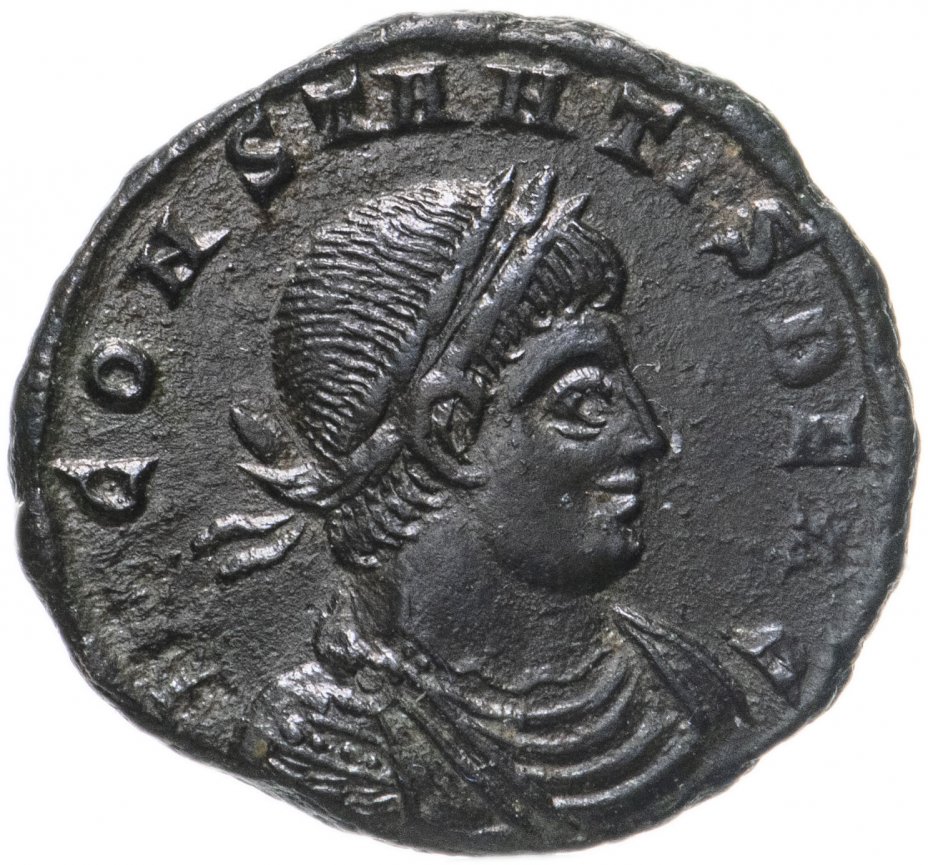 купить Римская Империя, Констант, 333–350 гг, Центенионалий (реверс: два воина стоят лицом друг к другу, между ними два штандарта)