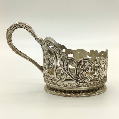 купить Подстаканник с прорезным цветочным декором на тулове, металл, серебрение, СССР, 1970-1990 гг.