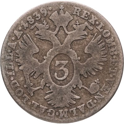 купить Австрия 3 крейцера (kreutzer) 1839