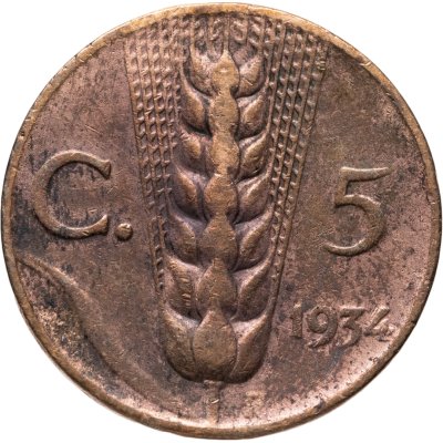 купить Италия 5 чентезимо (centesimi) 1934