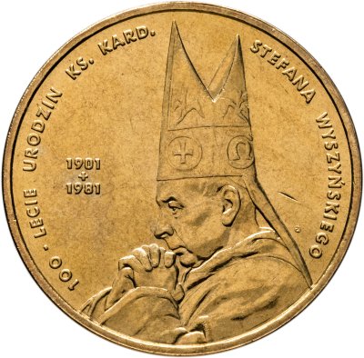 купить Польша 2 злотых 2001 "100-летие со дня рождения кардинала Стефана Вышинского"