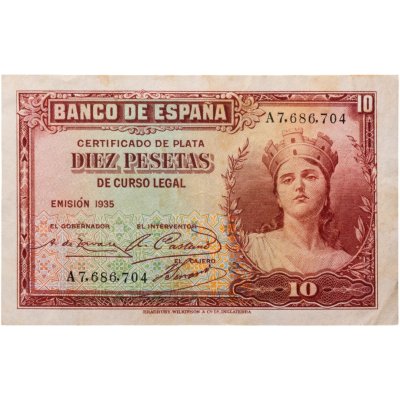 купить Испания 10 песет 1935 (Pick 86a)