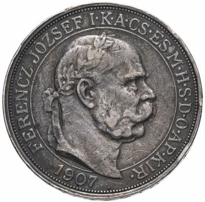 купить Венгрия 5 крон (corona) 1907 года "40 лет со дня коронации Франца Иосифа I"