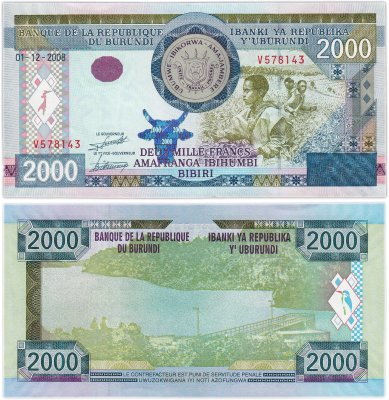 купить Бурунди 2000 франков 2008