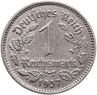 купить Германия, Третий Рейх 1 рейхсмарка 1937, знак монетного двора: "A" - Берлин