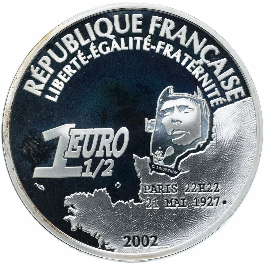 купить Франция 1,5 евро 2002 "75 лет первому трансанлантическому перелету"