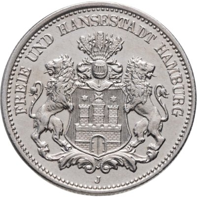 купить Германская Империя, Гамбург 2 марки (mark) 1914 J