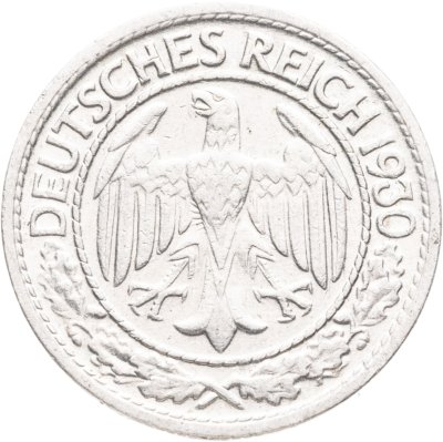 купить Германия 50 рейхспфеннигов (reichspfennig) 1930, знак монетного двора "D" — Мюнхен