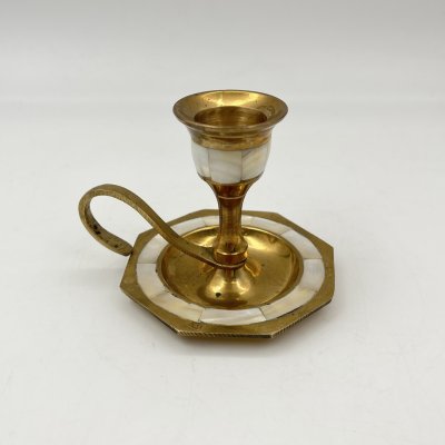 купить Подсвечник переносной на одну свечу, украшенный перламутровыми вставками, латунь, перламутр, Индия, 1970-1990 гг.