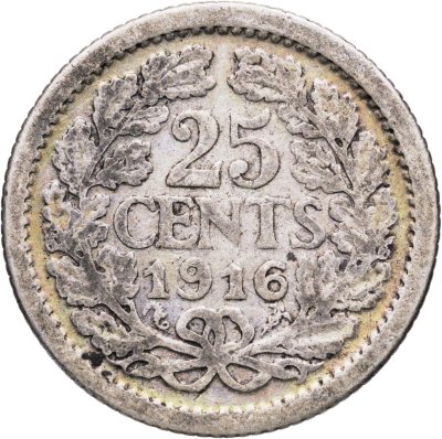 купить Нидерланды 25 центов (cents) 1916