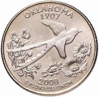 купить США 1/4 доллара (квотер, 25 центов) 2008 Р "Штат Оклахома"