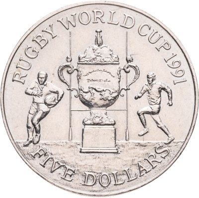 купить Новая Зеландия 5 долларов (dollars) 1991 "Чемпионат мира по регби"