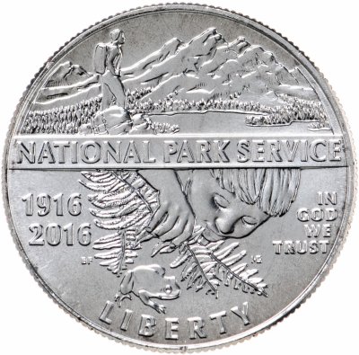 купить США 50 центов (1/2 доллара, half dollar) 2016 "100 лет Службе национальных парков США" Знак монетного двора: "D" - Денвер, в подарочном футляре с сертификатом подлинности