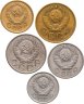 Купить Набор из 5 монет СССР 2, 3, 10, 15 и 20 копеек 1957