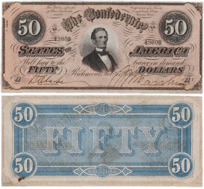 купить Конфедеративные штаты Америки 50 долларов 1864