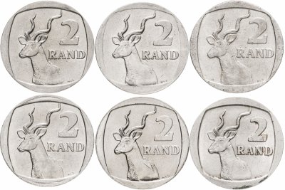 Купить ЮАР набор из 6 монет 2 ранда (рэнд, rand) 1995-2001