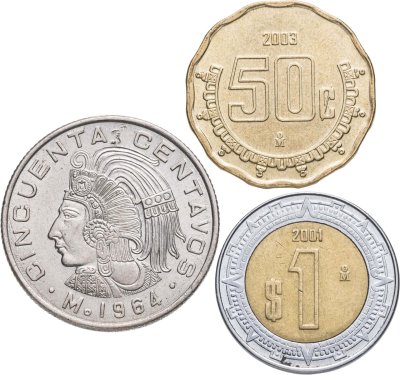 купить Мексика набор из 3 монет 50 сентаво 1 песо 1964-2003