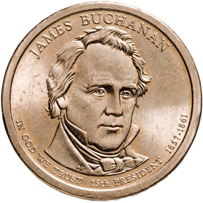 Монета 1 доллар 2010 D Джеймс Бьюкенен (15-й президент США) стоимостью ...