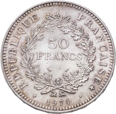 купить Франция 50 франков (francs) 1974 "Геркулес и музы"