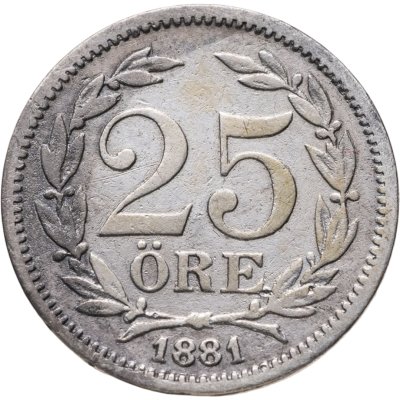 купить Швеция 25 эре (ore) 1881 Большой размер надписей