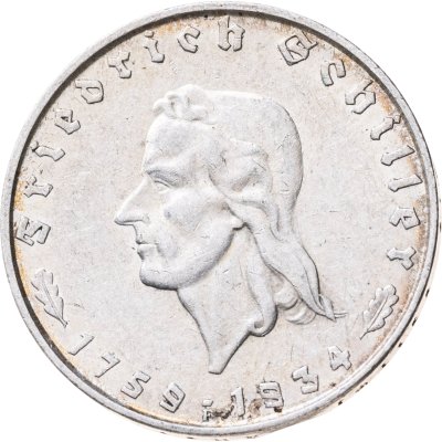 купить Германия, Третий рейх 2 рейхсмарки (reichsmark) 1934 "175 лет со дня рождения Фридриха Шиллера"