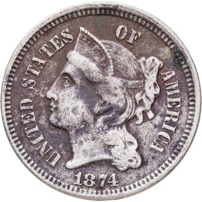 купить США 3 цента (cents) 1874 "Three Cent Nickel"