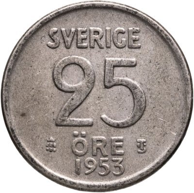 купить Швеция 25 эре (ore) 1953