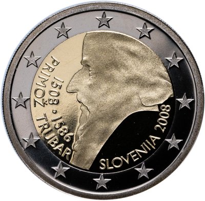 купить Словения 2 евро 2008 "500 лет со дня рождения Приможа Трубара" Proof в капсуле